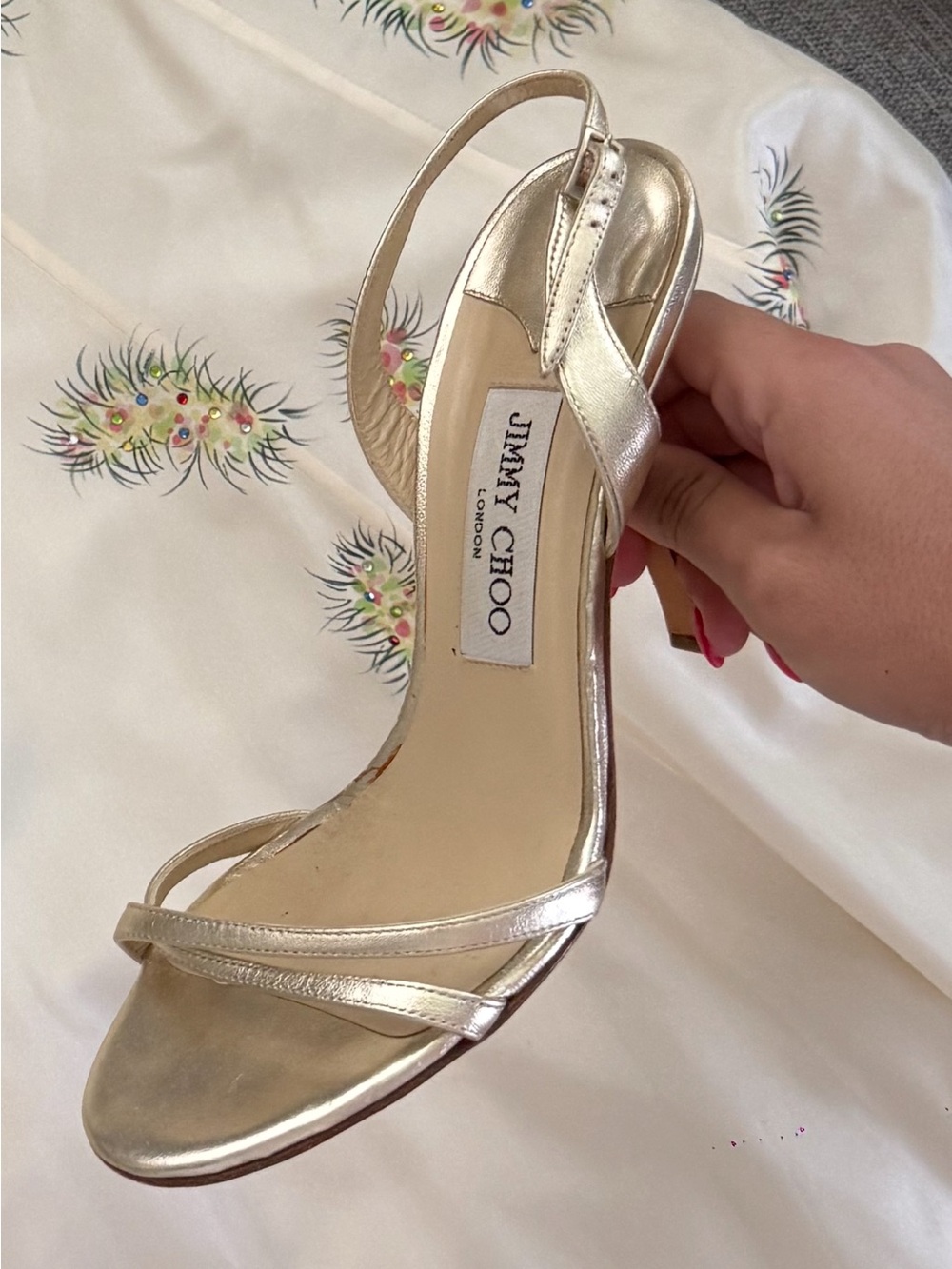 Jimmy Choo Metallic Gold Strappy High-Heel Sandals